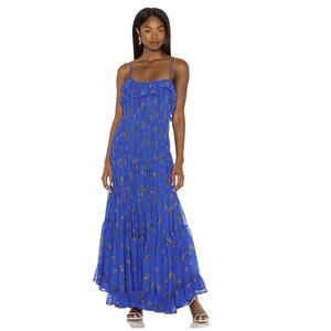 Free People Cloud Nine Floral Maxi Dress in Blue Viscose